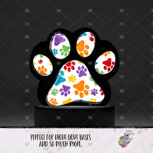 Rainbow Paw Print Light Base Design