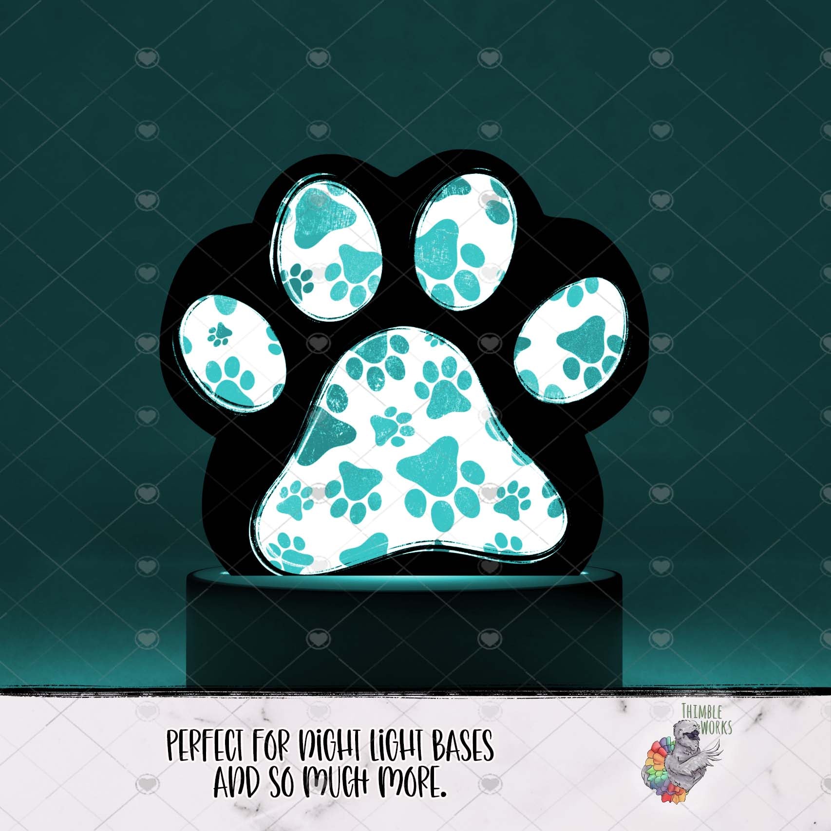 Rainbow Paw Print Light Base Design