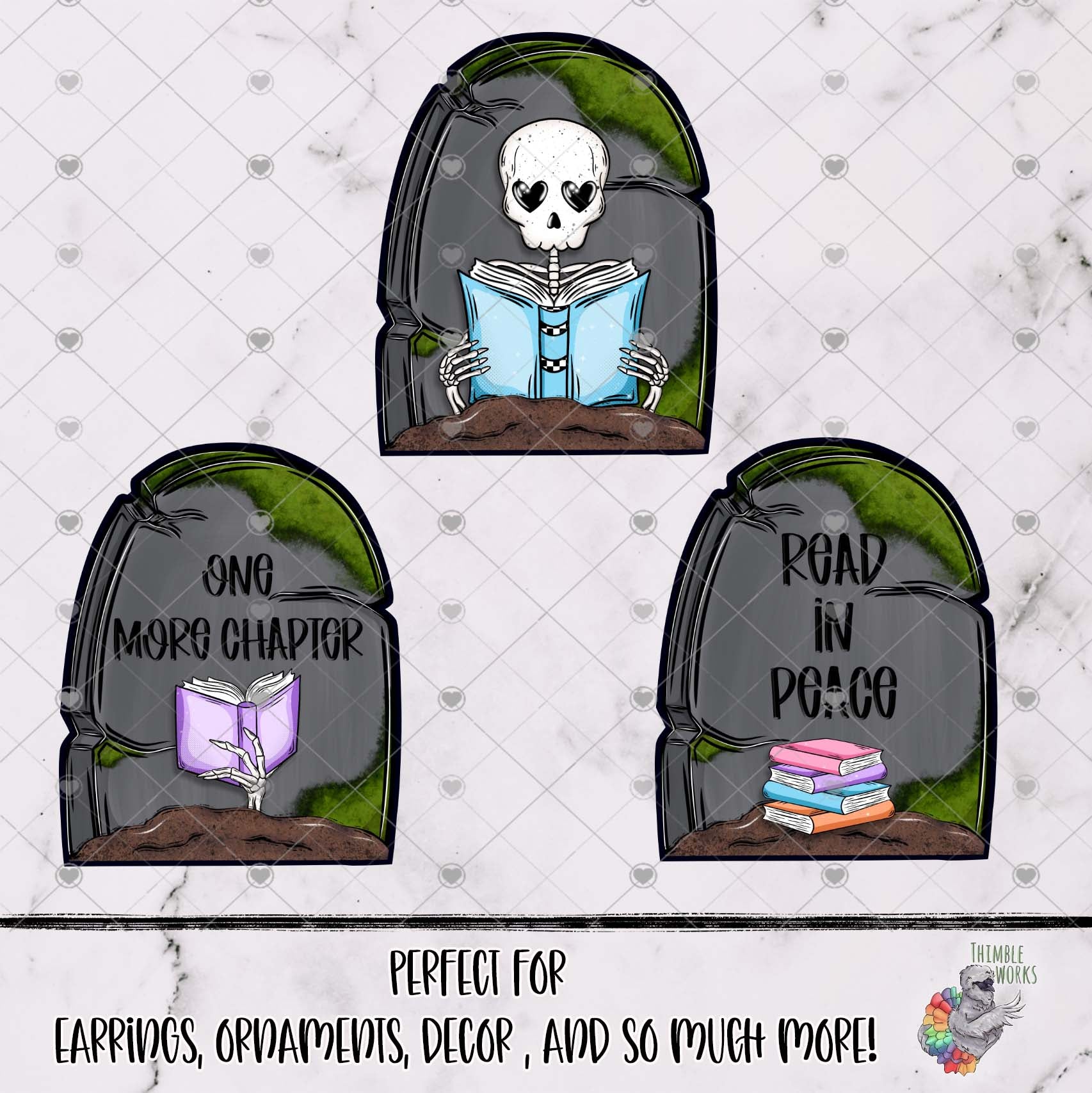 Reading Skeleton Gravestone Design