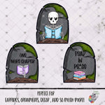 Load image into Gallery viewer, Reading Skeleton Gravestone Design
