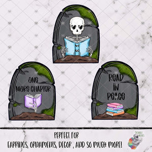 Reading Skeleton Gravestone Design