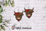 Load image into Gallery viewer, Red Bow Highland Cow Sublimation Design
