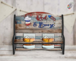 Load image into Gallery viewer, Red White and Booze Shot Glass Bench Design
