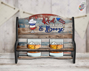 Red White and Booze Shot Glass Bench Design