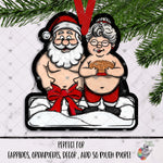 Load image into Gallery viewer, Red Bow and Pie Naked Mr and Mrs Claus Design
