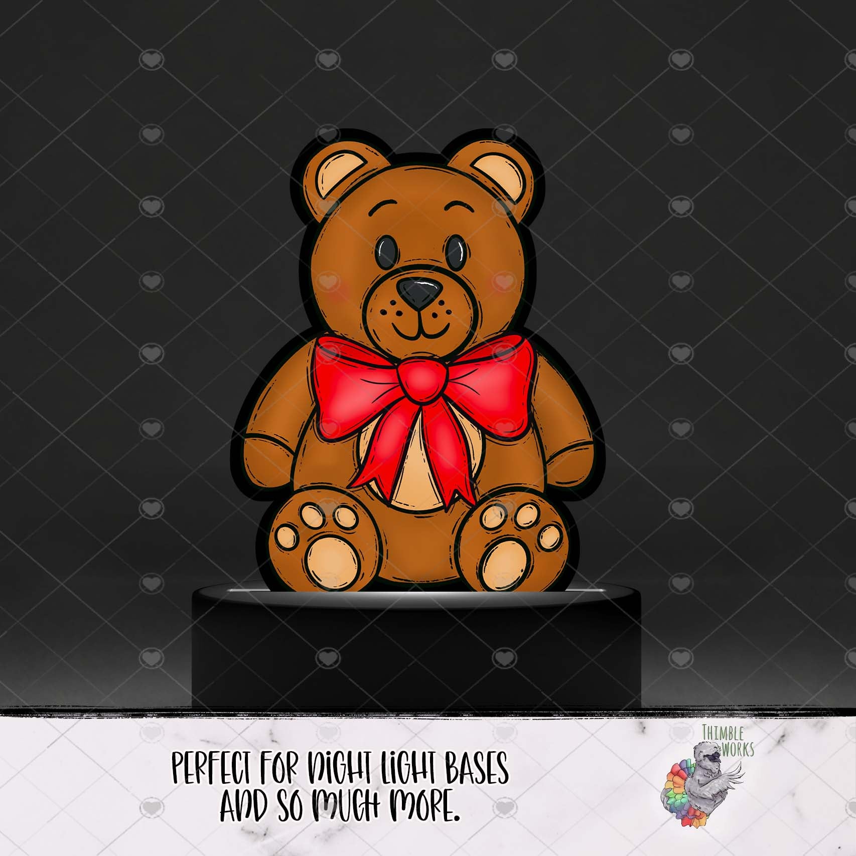 Red Bow Teddy Bear Light Base Design