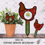 Load image into Gallery viewer, Red and Brown Chicken Garden Stake Design
