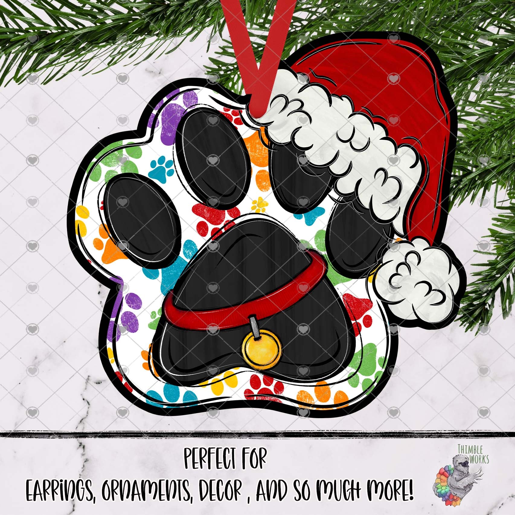 Dog Paw with Santa Hat Design