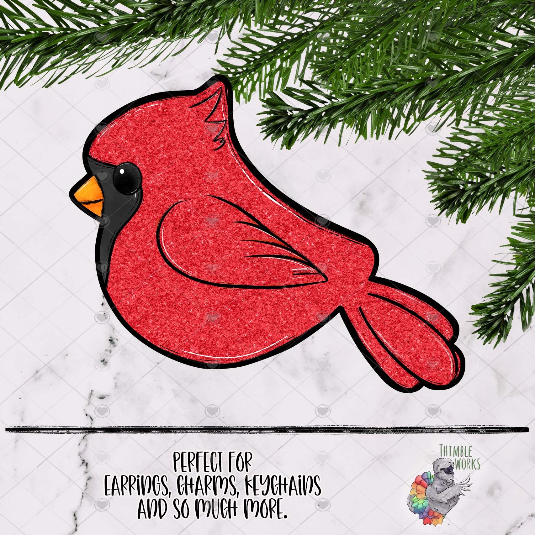 Glitter Red Cardinal Sublimation Design