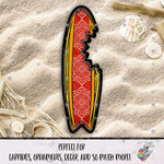 Load image into Gallery viewer, Red Mandala Shark Bite Surfboard Design
