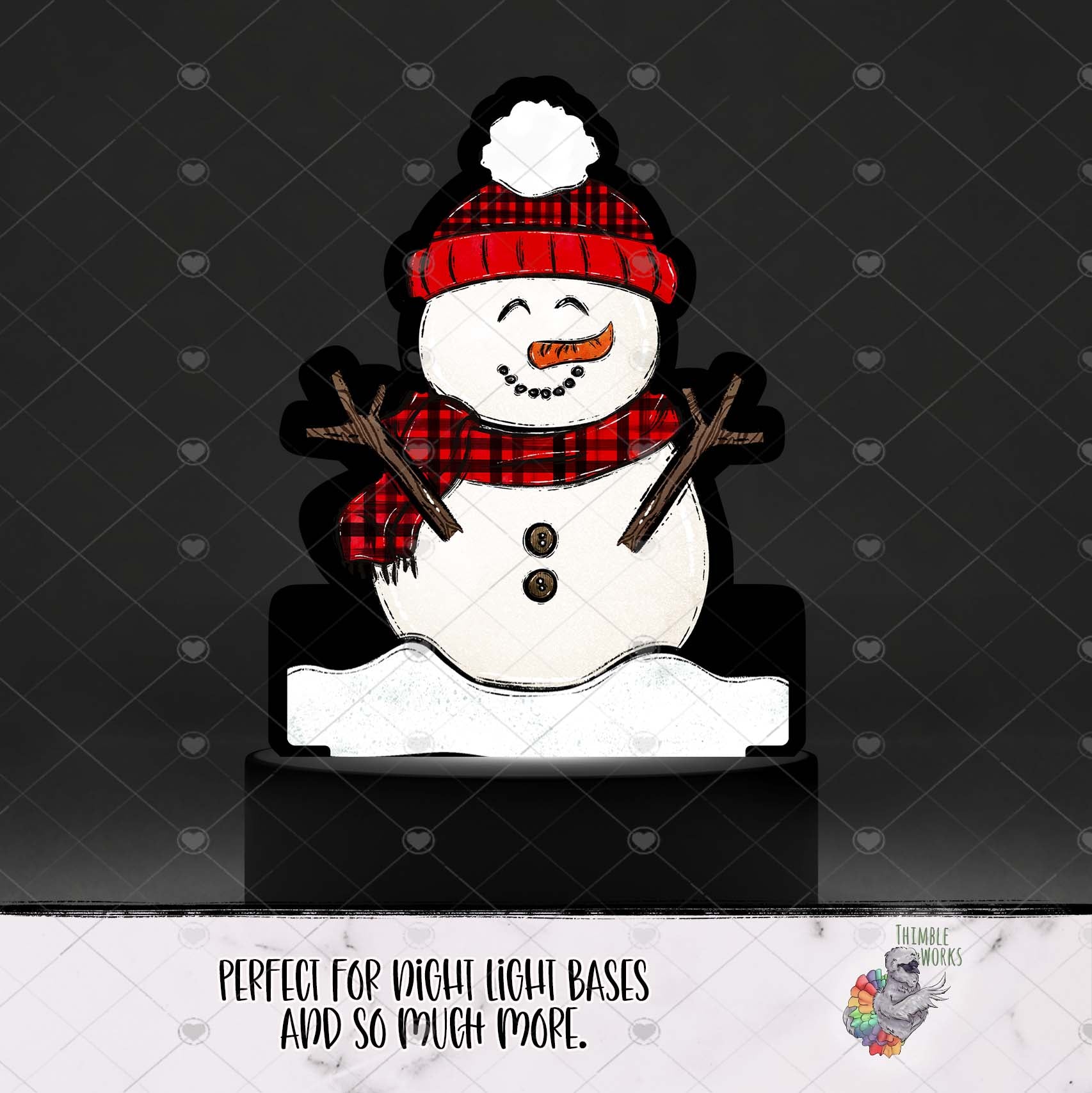 Red Plaid Snowman Light Base Design