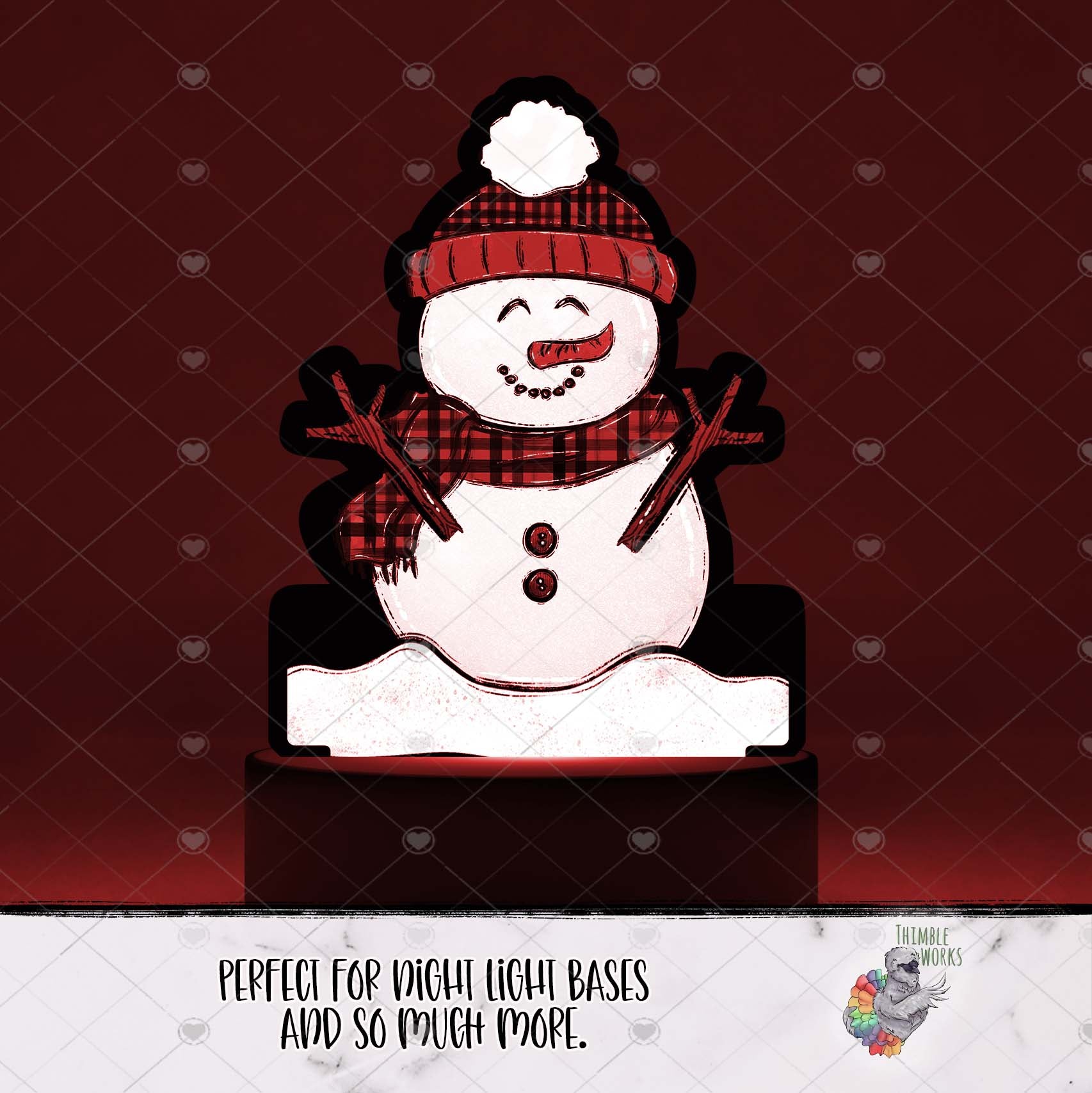 Red Plaid Snowman Light Base Design