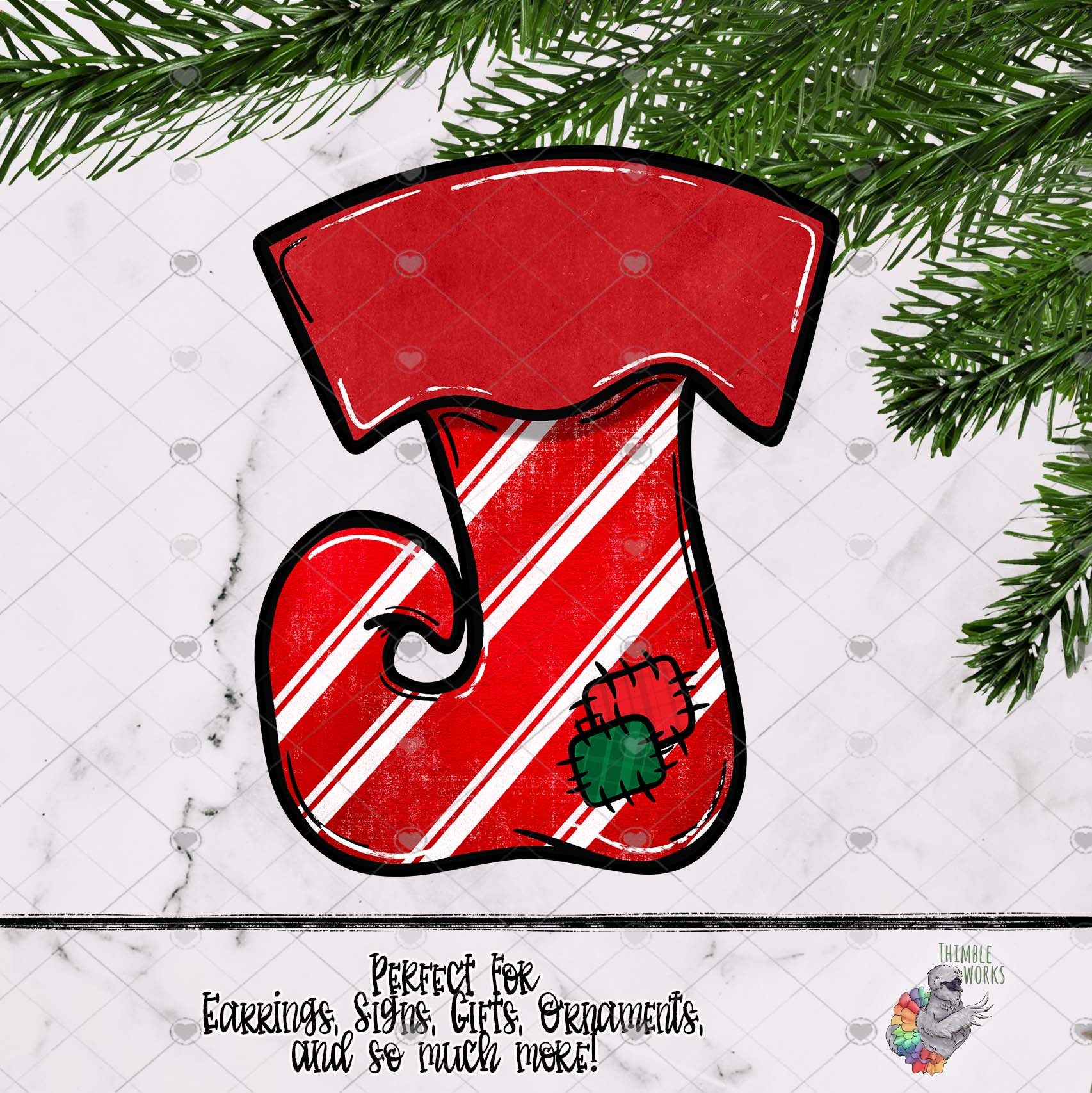 Red Stripe Elf Stocking Design