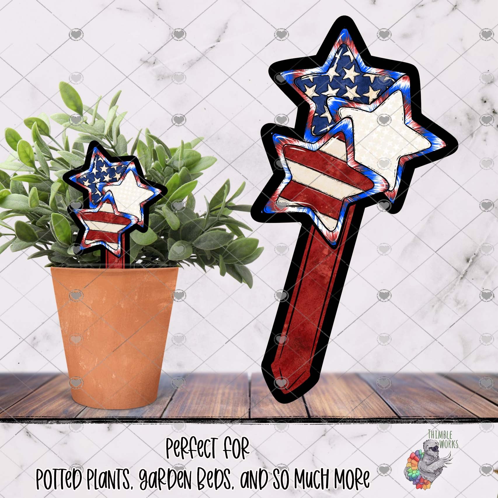 Patriotic Trio Star Garden Stake Design
