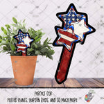 Load image into Gallery viewer, Patriotic Trio Star Garden Stake Design
