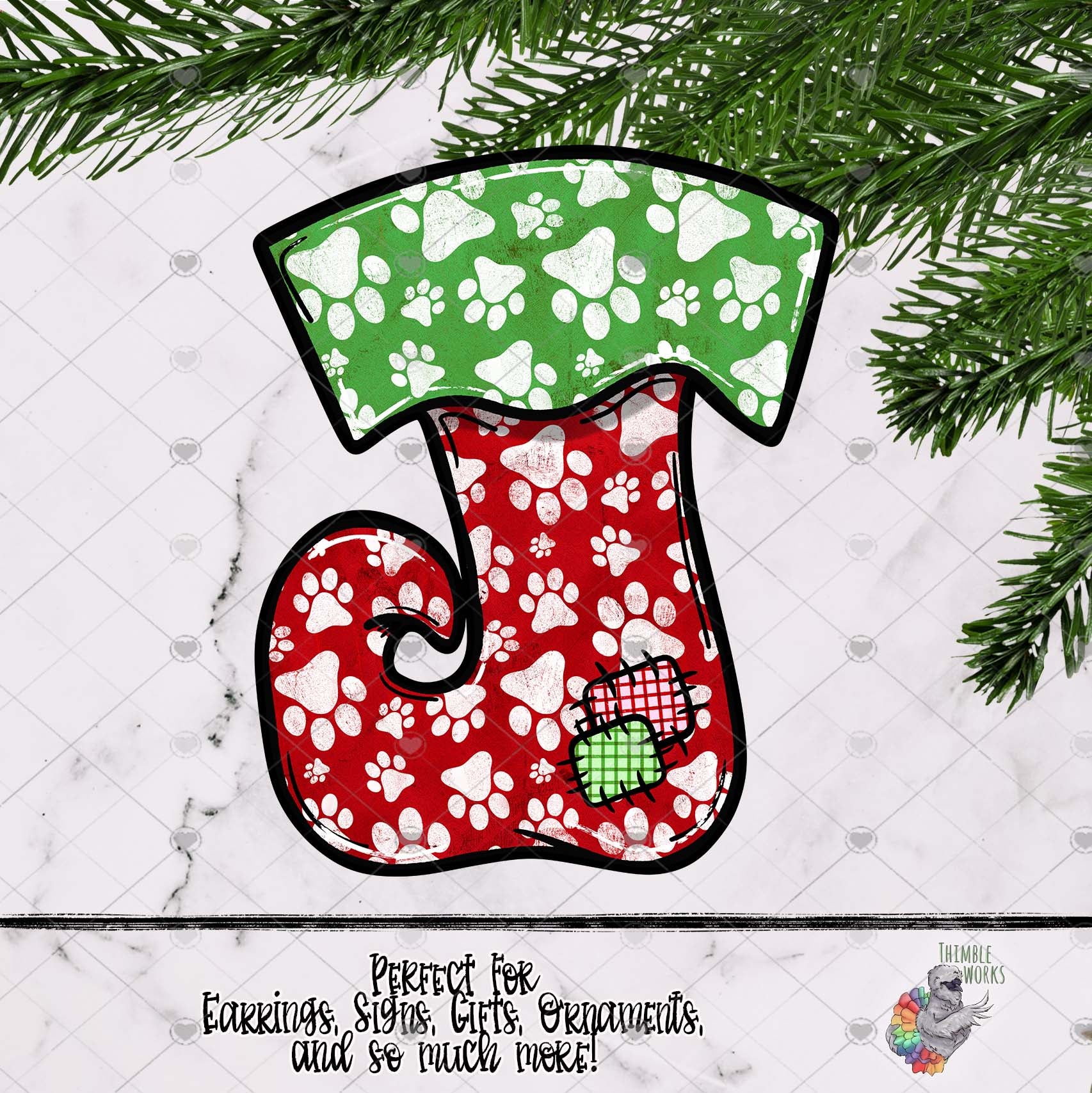 Dog Paw Elf Stocking Design