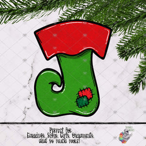 Red and Green Elf Stocking Design