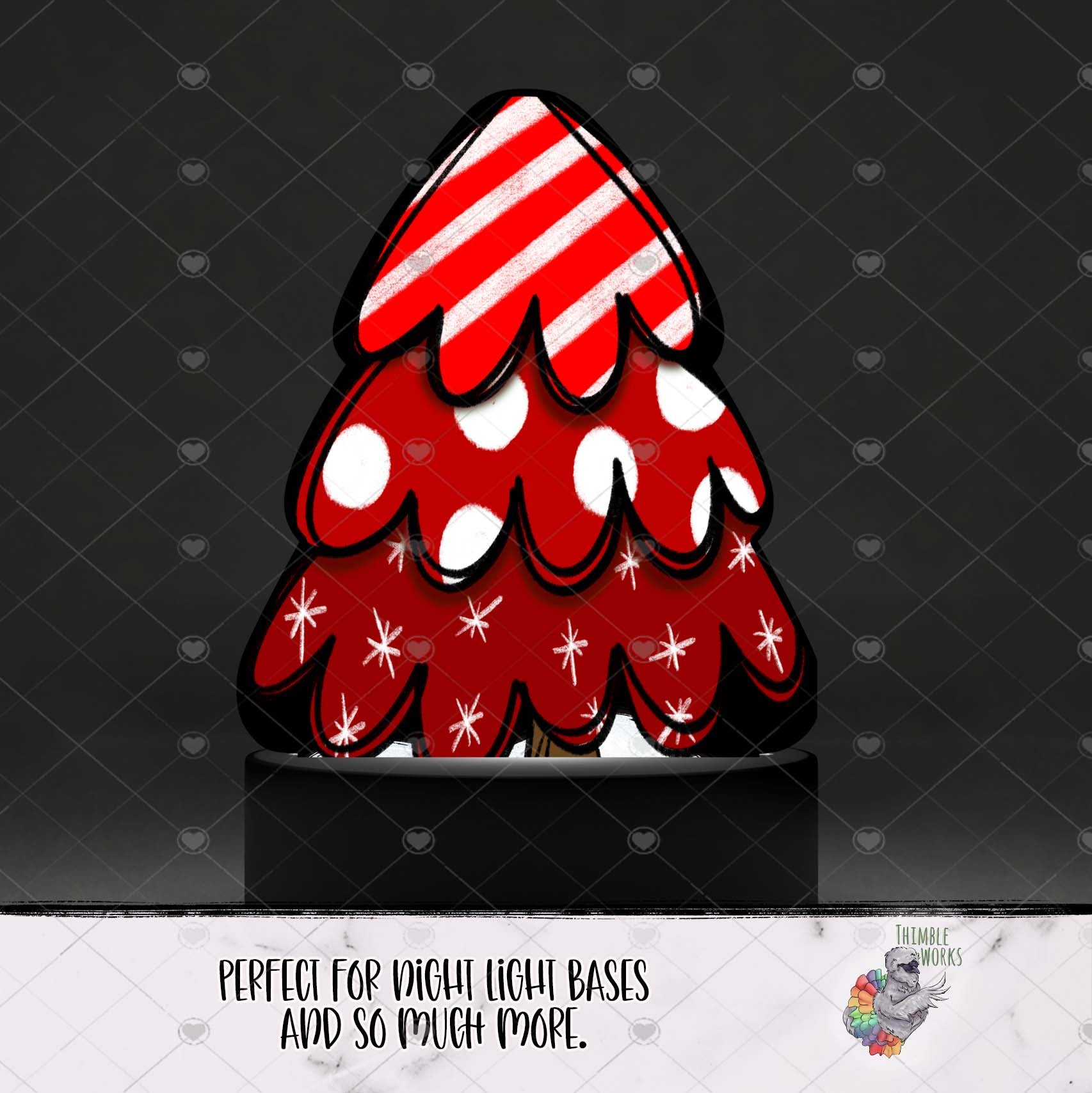 Red Chubby Christmas Tree Light Base Design