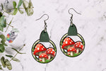 Load image into Gallery viewer, Red Mushroom Cluster Leather Earring Design
