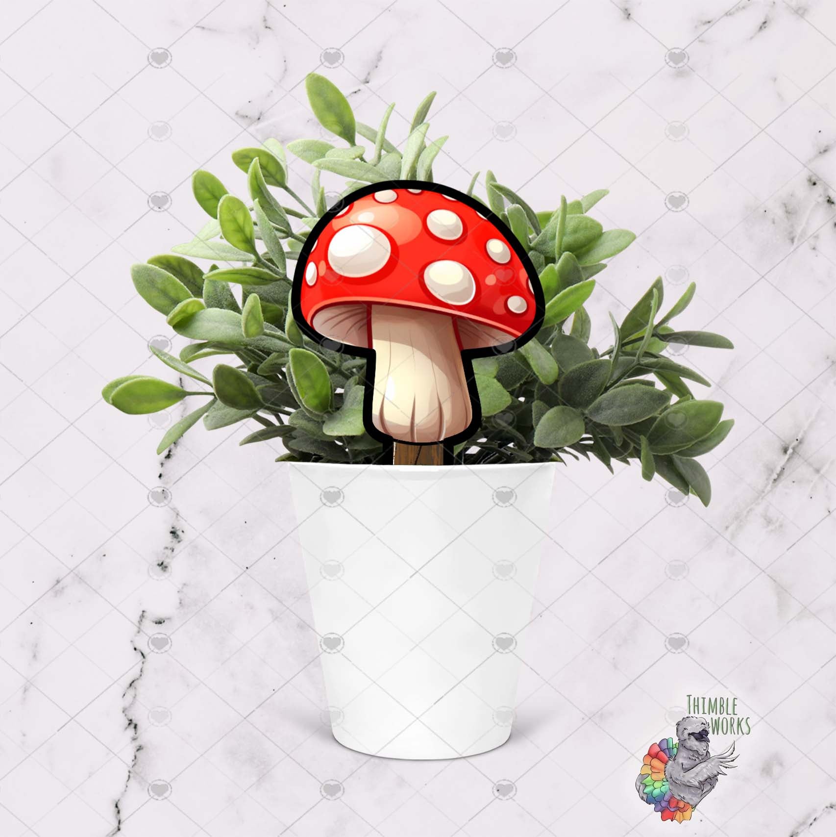 Red Chubby Mushroom Garden Stake Design