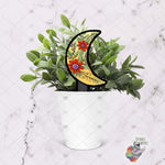 Load image into Gallery viewer, Retro Hippie Moon Garden Stake Design
