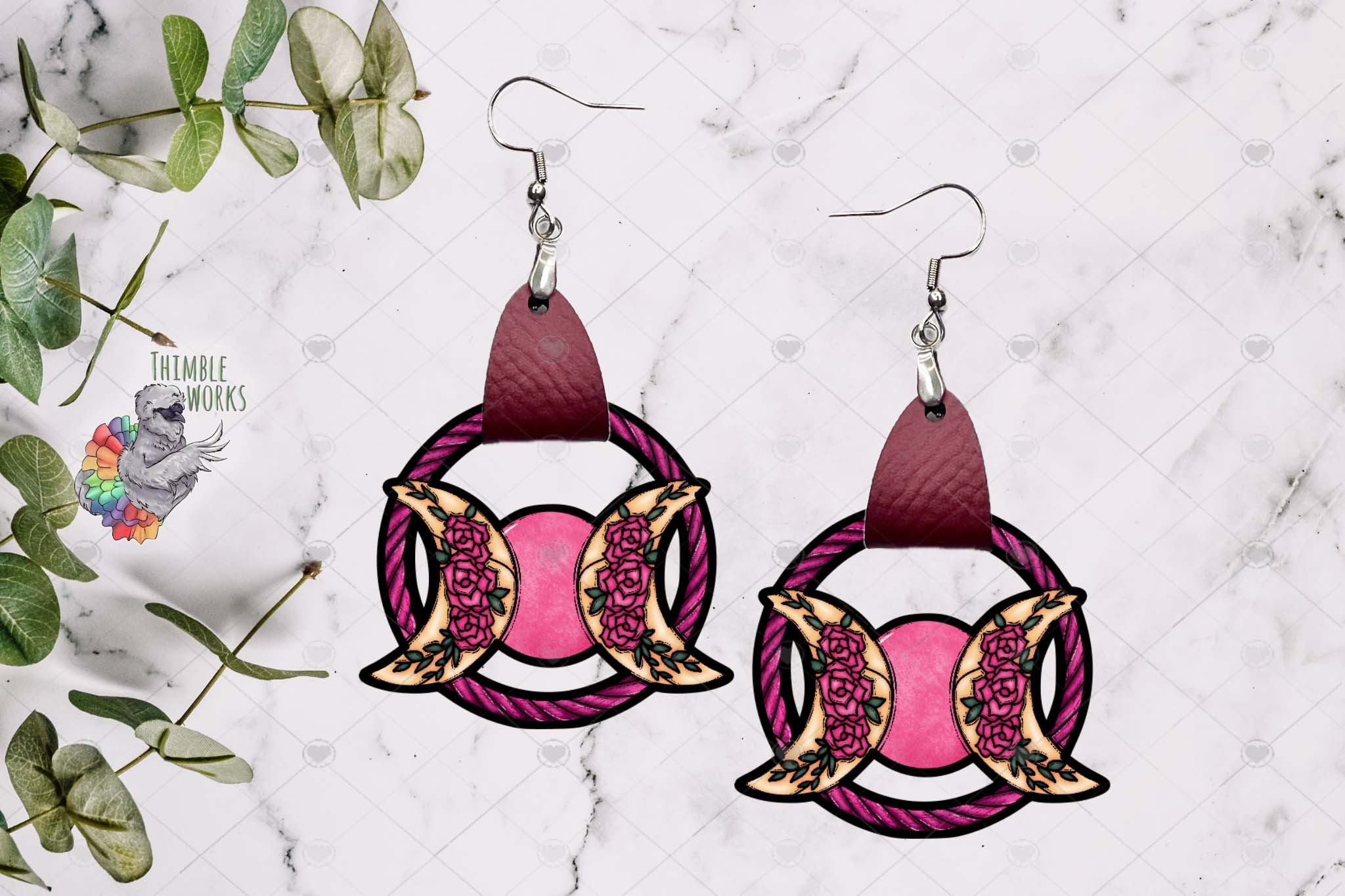 Rose Moons Leather Earring Design