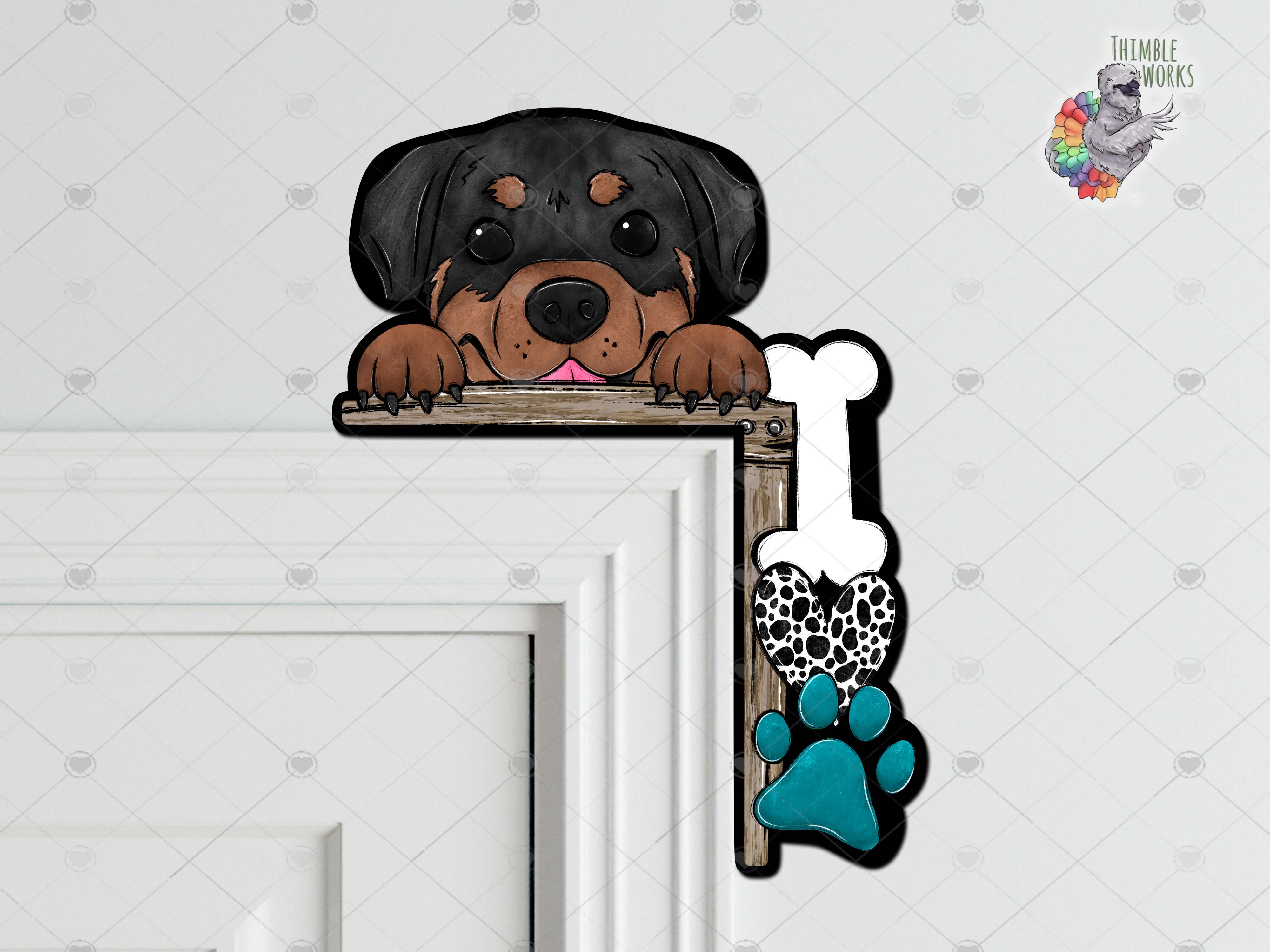 Rottweiler Peeking Corner Sitter Design