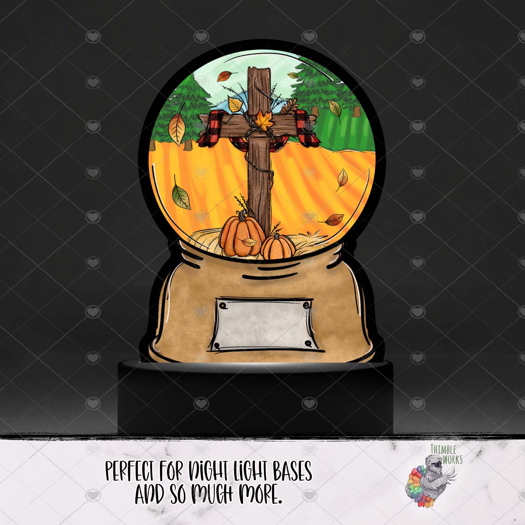 Fall Cross Snow Globe Light Base Design