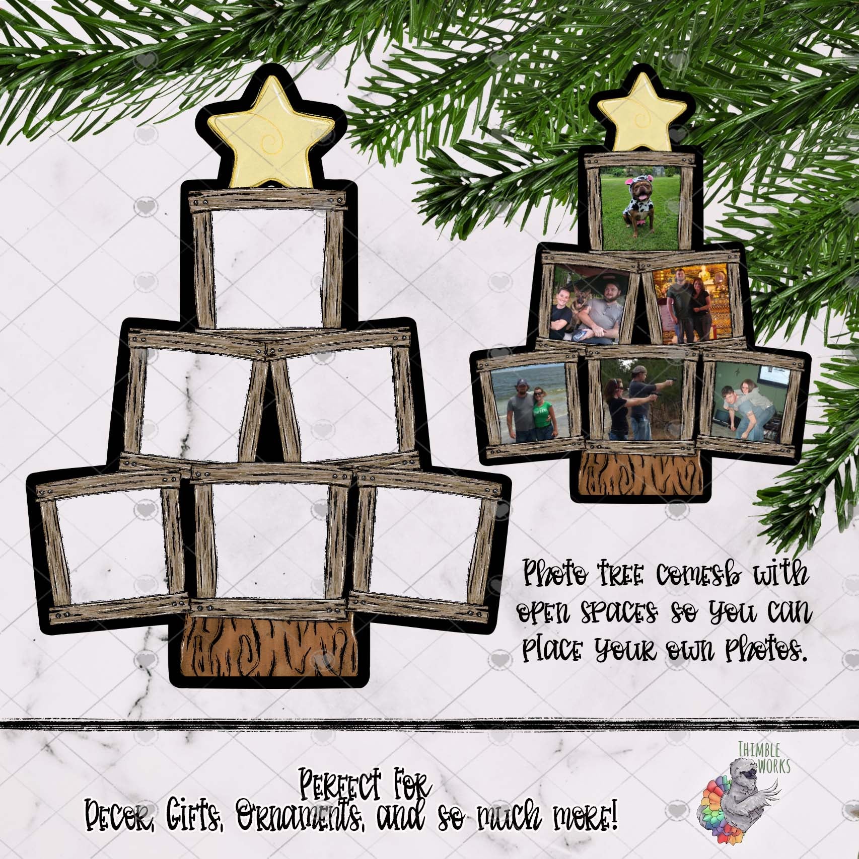 Rustic Wood Christmas Photo Tree Design