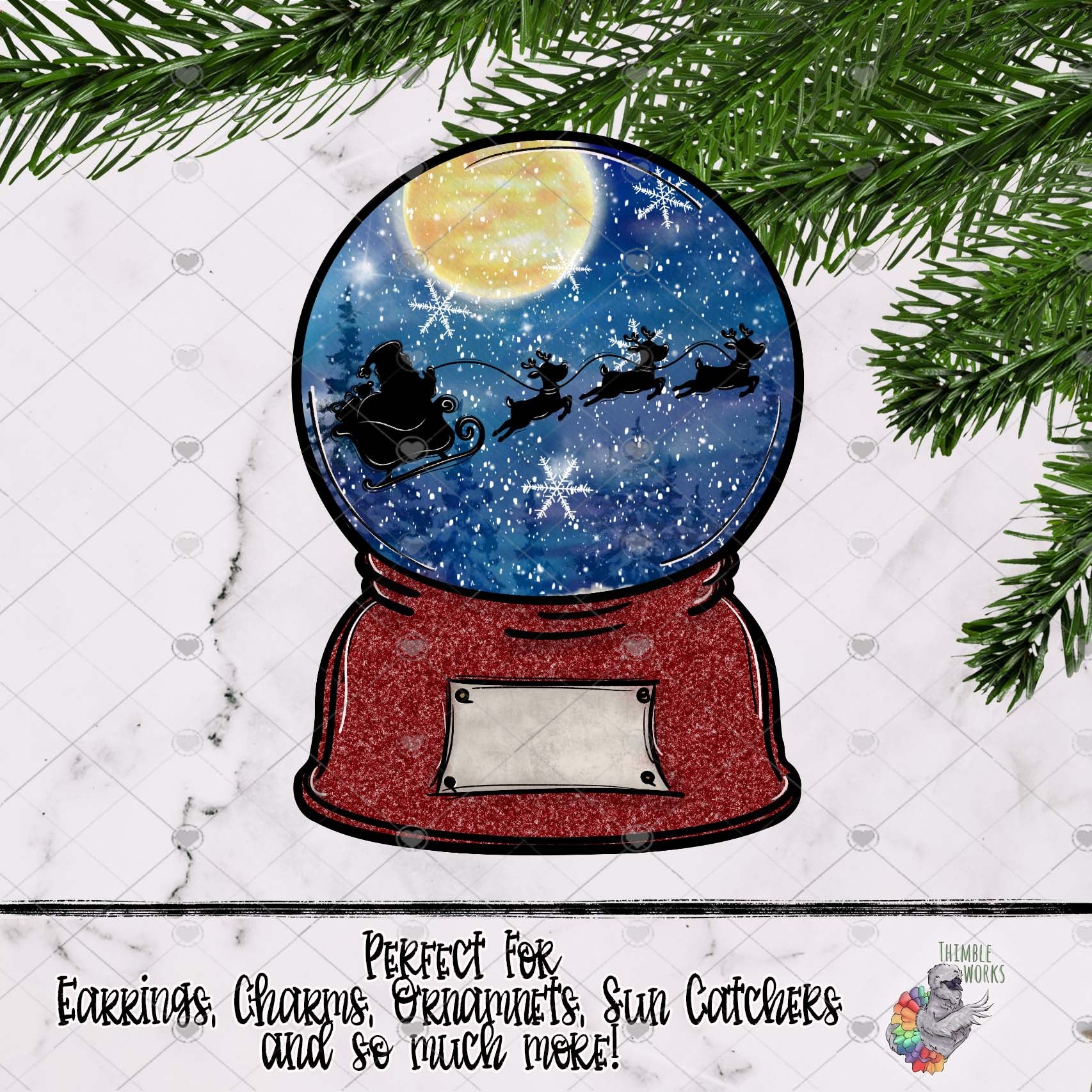 Santa Night Sky Snow Globe Design