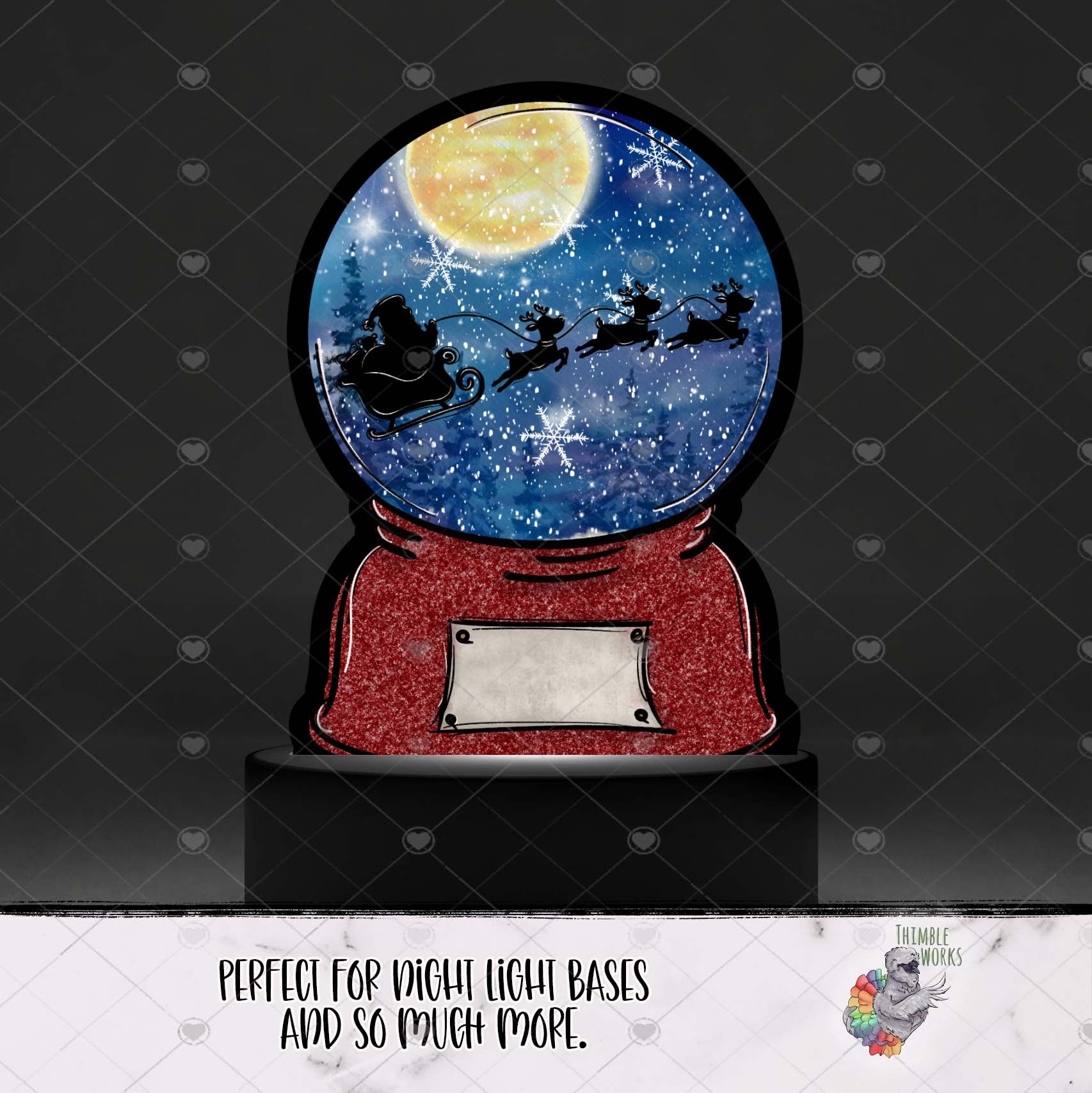 Santa Night Sky Snow Globe Light Base Design