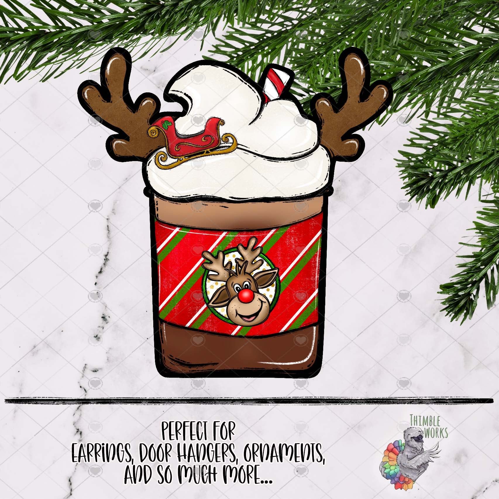 Rudolph Reindeer Coffee Sublimation Design