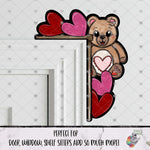 Load image into Gallery viewer, Scalloped Teddy Bear Heart Corner Sitter Design
