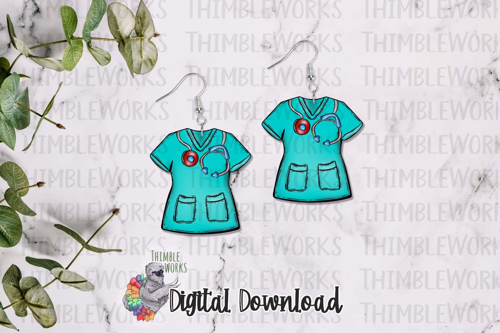 Teal Scrub Top Sublimation Design