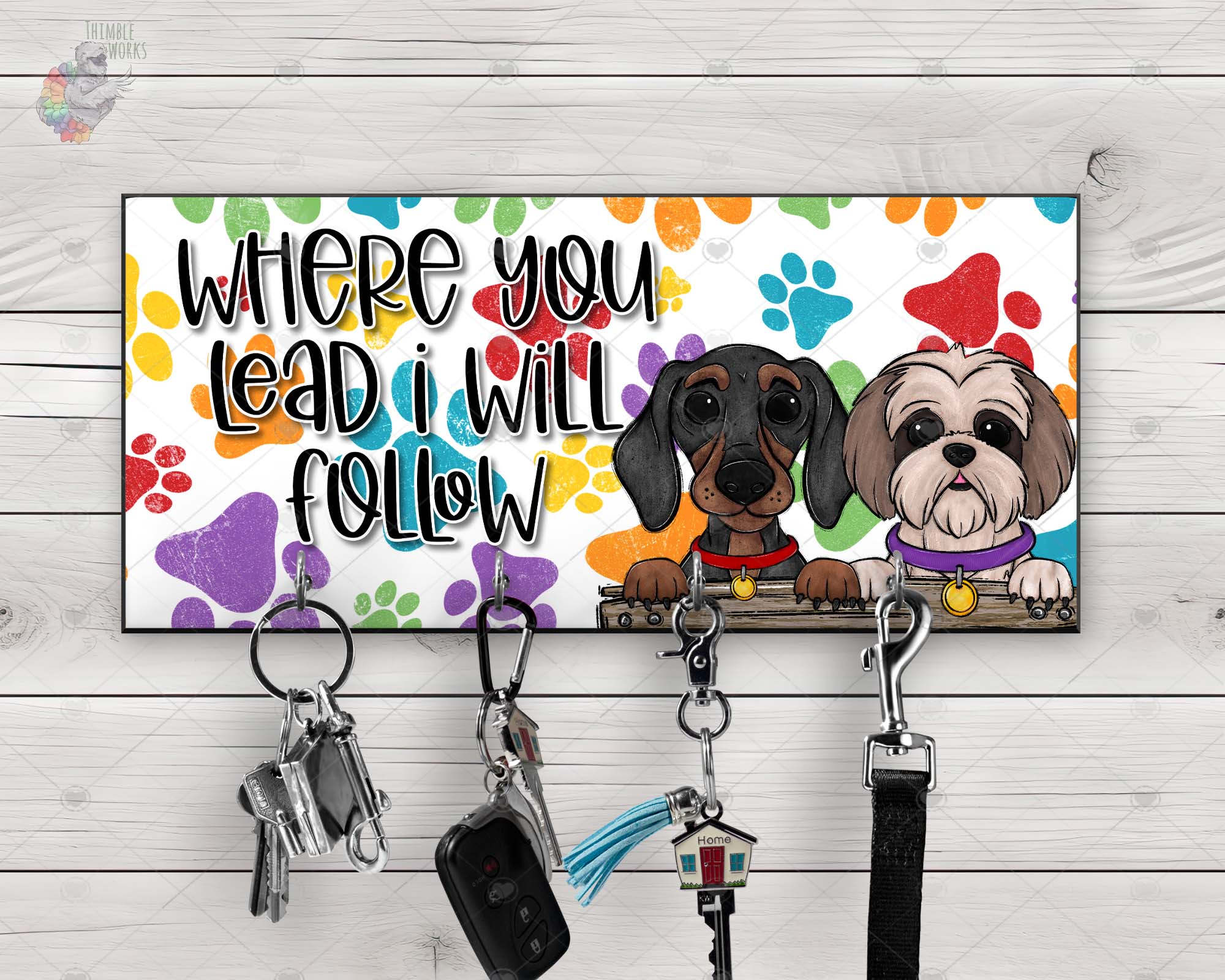 Dachshund and Shih Tzu Where You Lead, I Will Follow Key Hanger Design