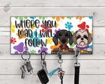 Load image into Gallery viewer, Dachshund and Shih Tzu Where You Lead, I Will Follow Key Hanger Design
