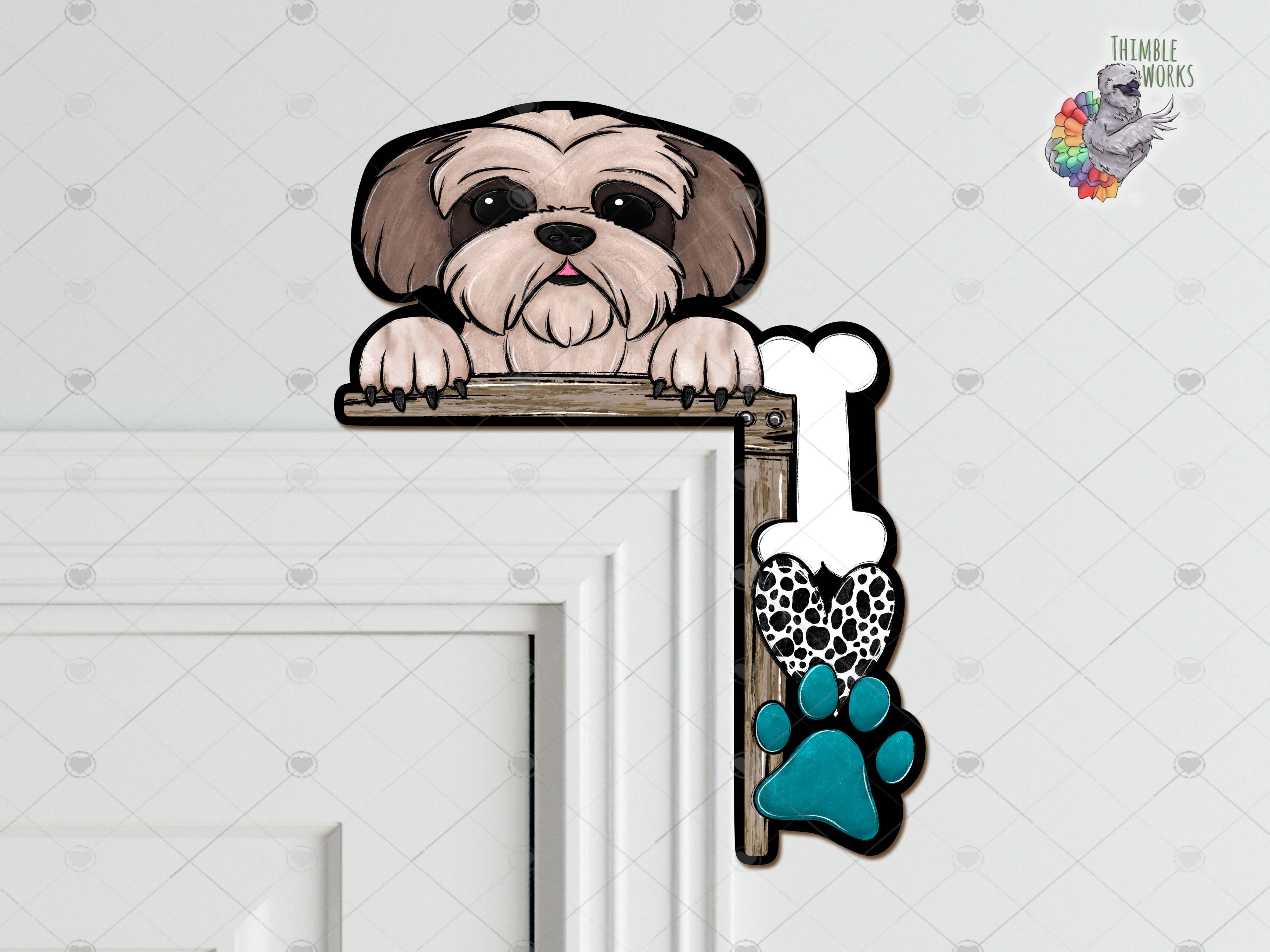 Shih Tzu Peeking Corner Sitter Design