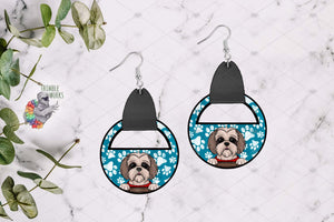 Shih Tzu Teal Half Round with Leather Sublimation Design