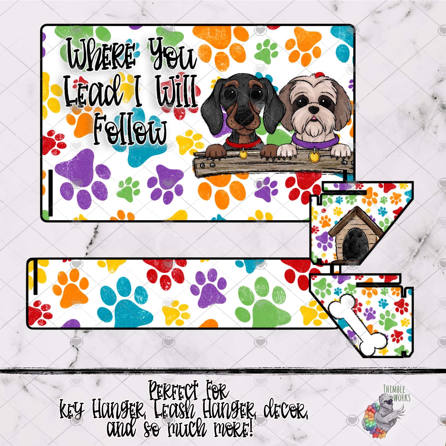 Dogs Where You Lead, I Will Follow Key Hanger Design with Shelf