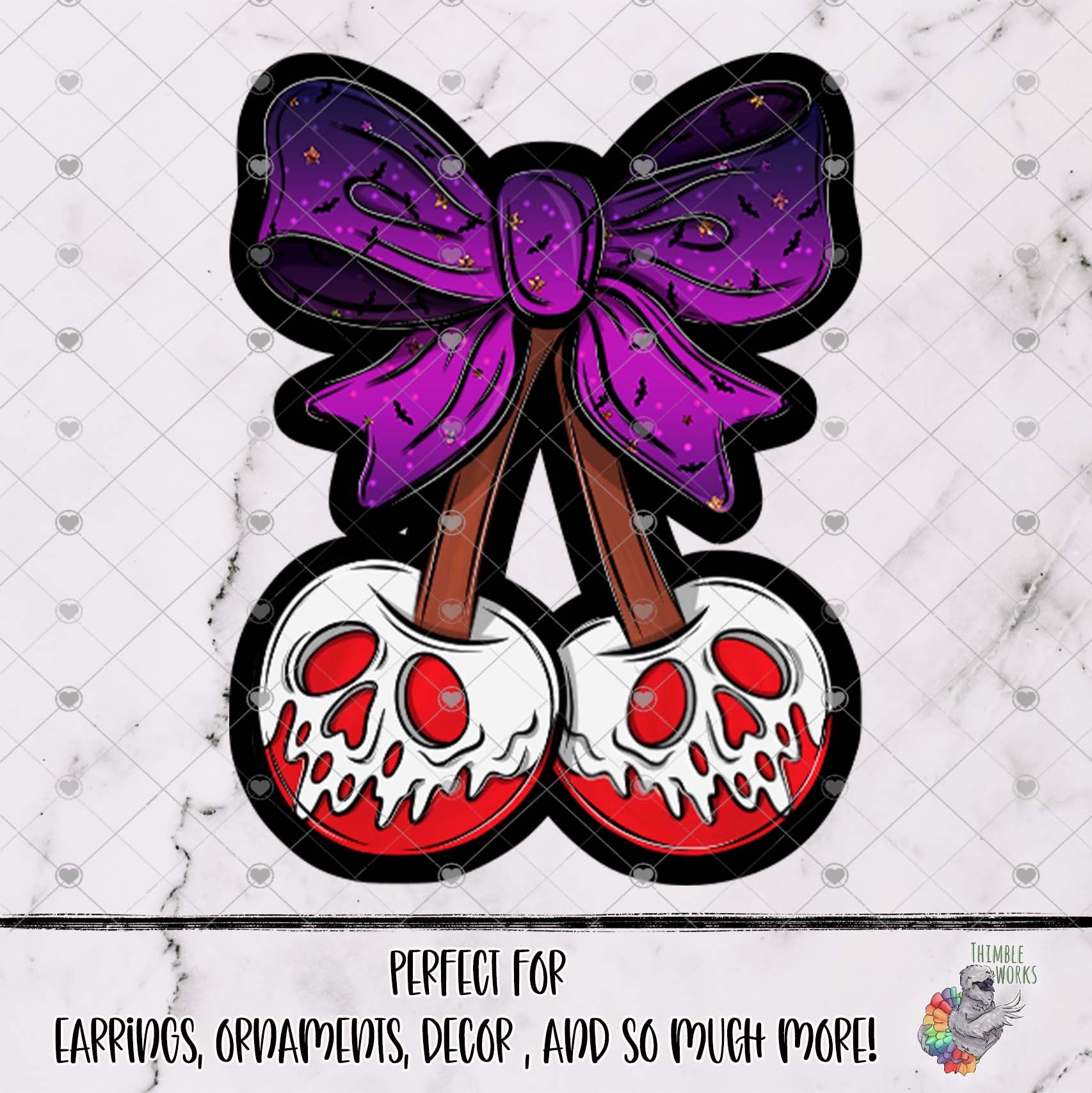 Skull Cherries with Halloween Bow Design