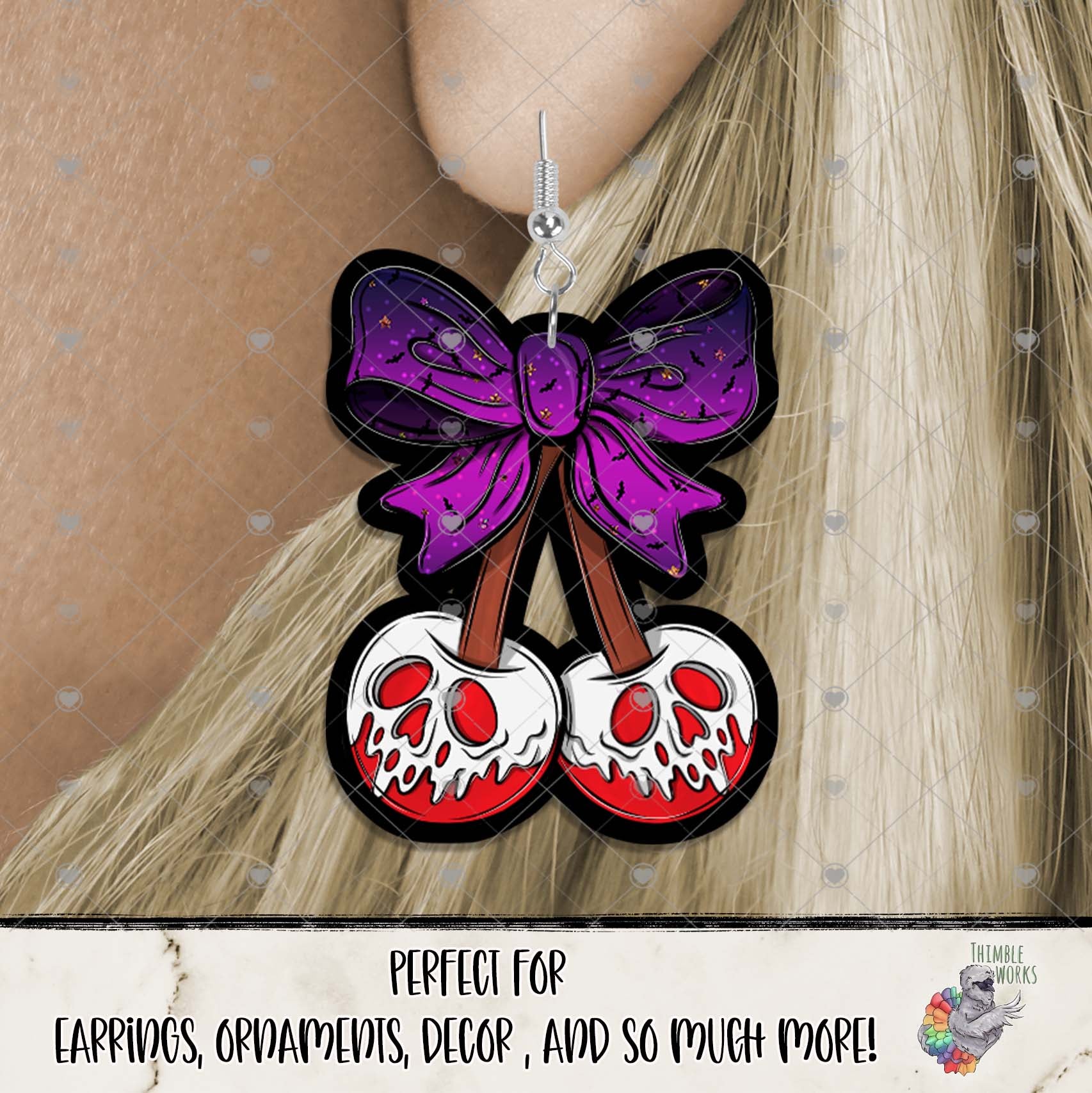 Skull Cherries with Halloween Bow Design