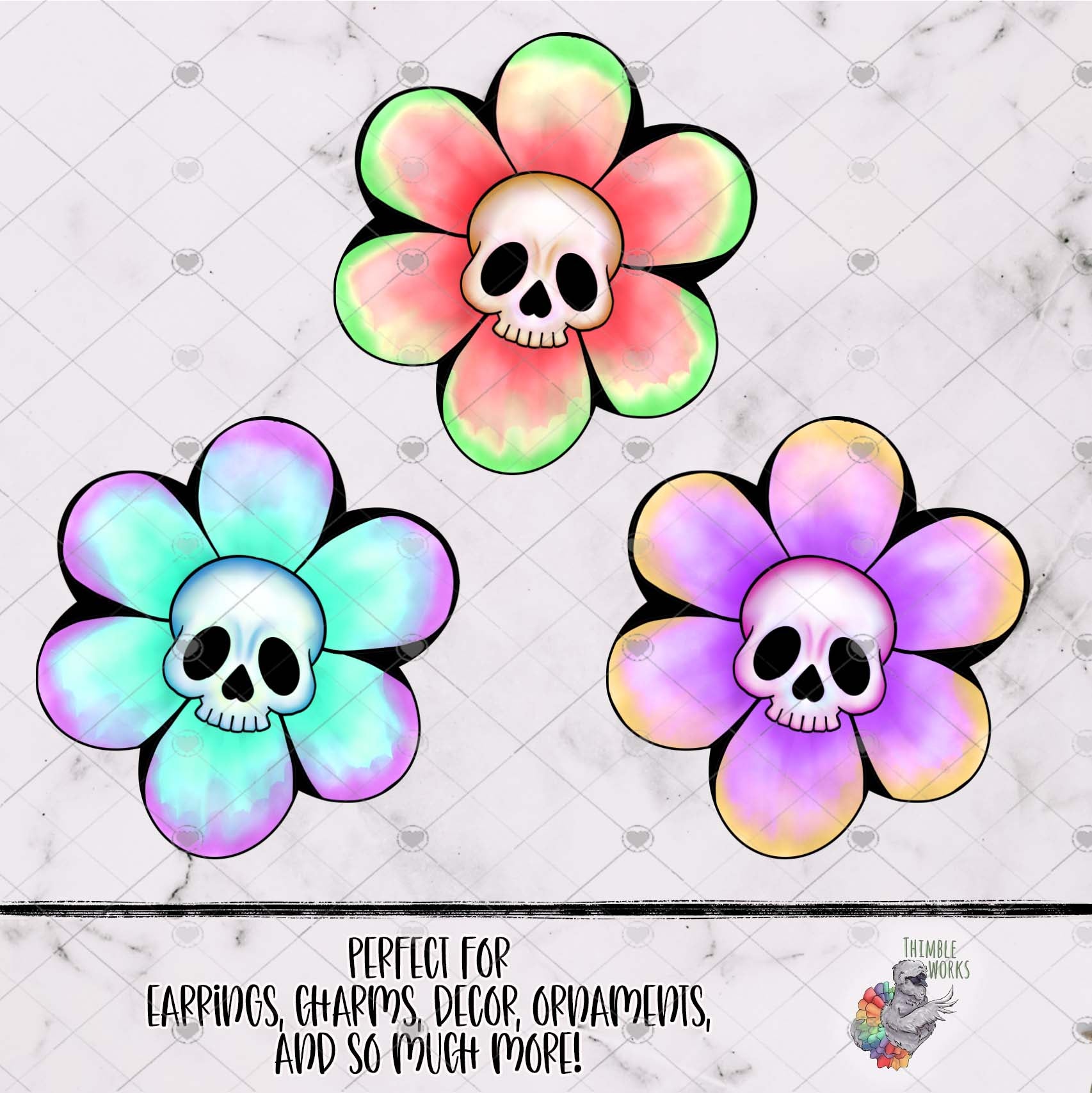 Halloween Skull Chubby Flower Design Bundle