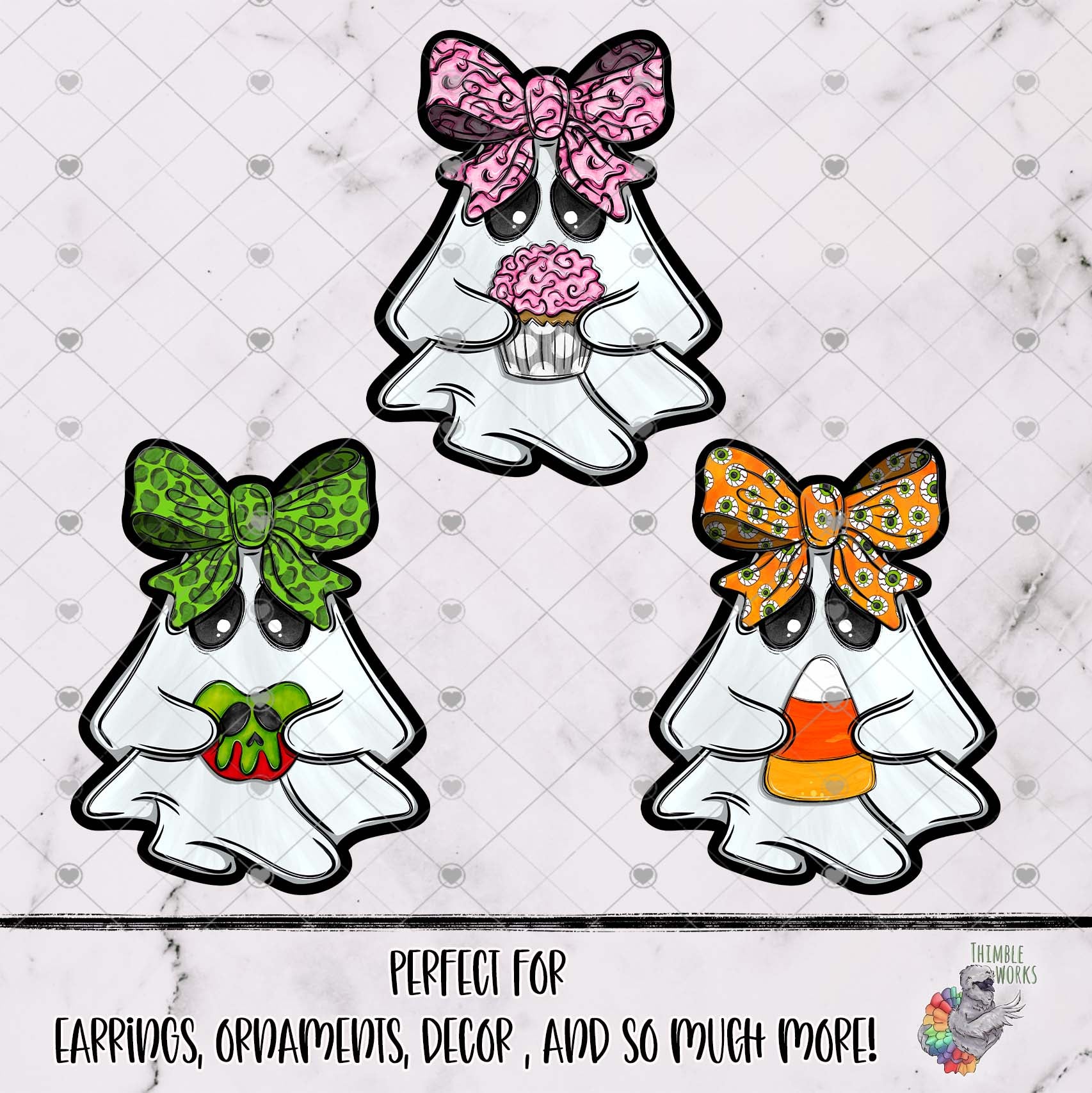 Halloween Treat Ghost with Bow Design Bundle