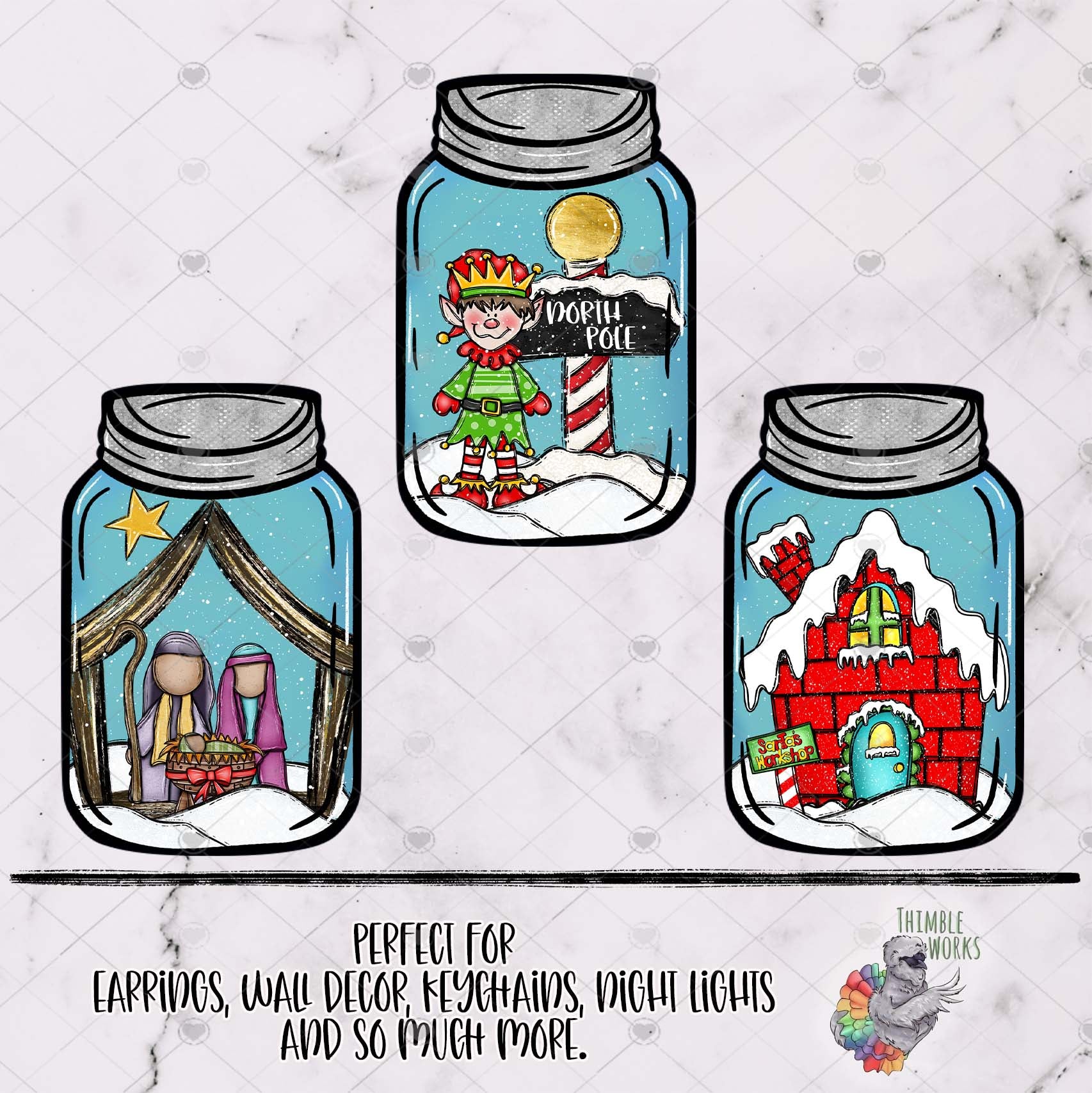 Christmas Snow Globe Mason Jar Design Bundle