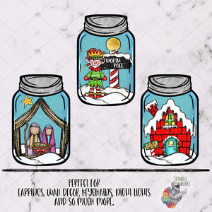 Christmas Snow Globe Mason Jar Design Bundle