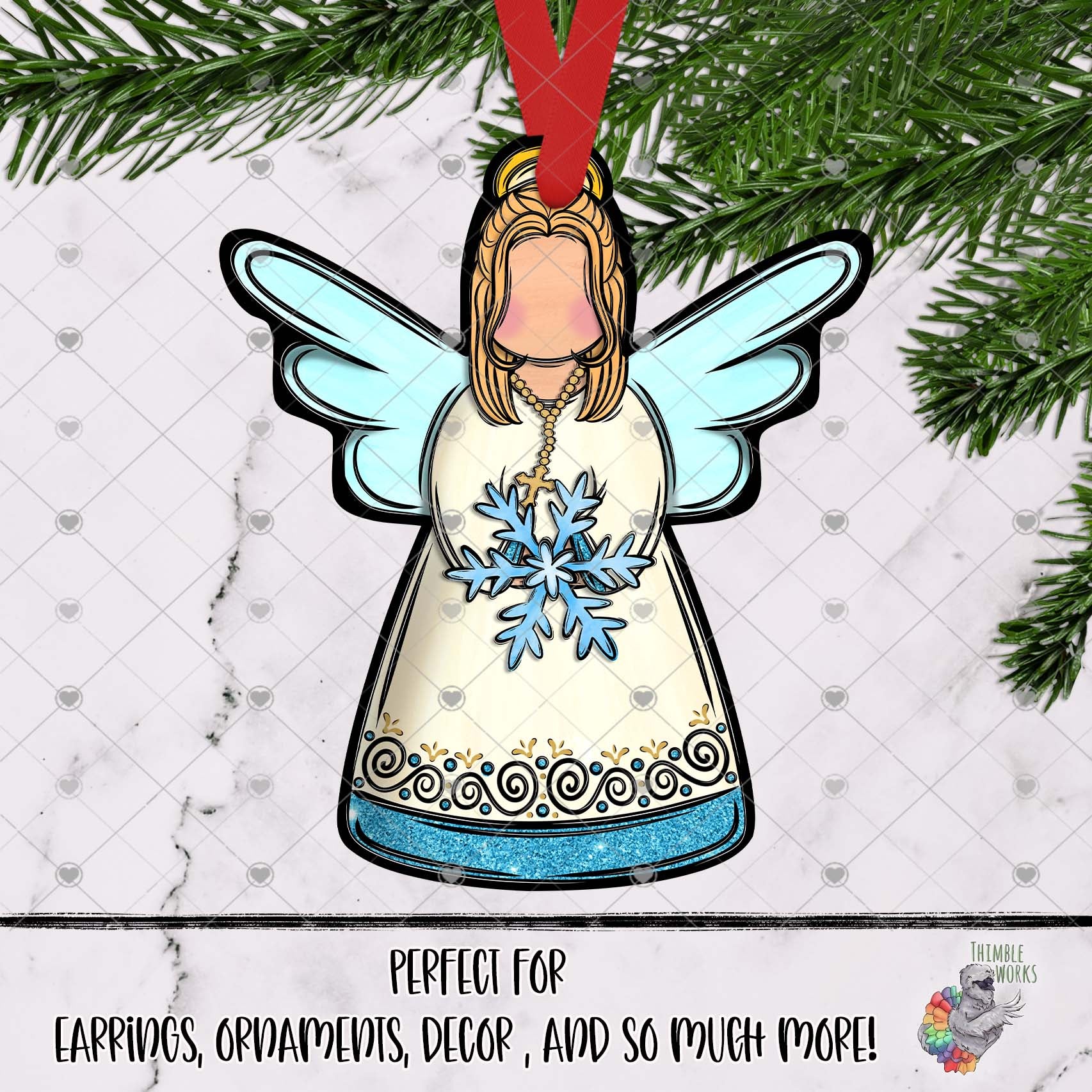 Snowflake Glitter Blue Angel Design