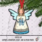 Load image into Gallery viewer, Snowflake Glitter Blue Angel Design
