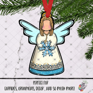 Snowflake Glitter Blue Angel Design