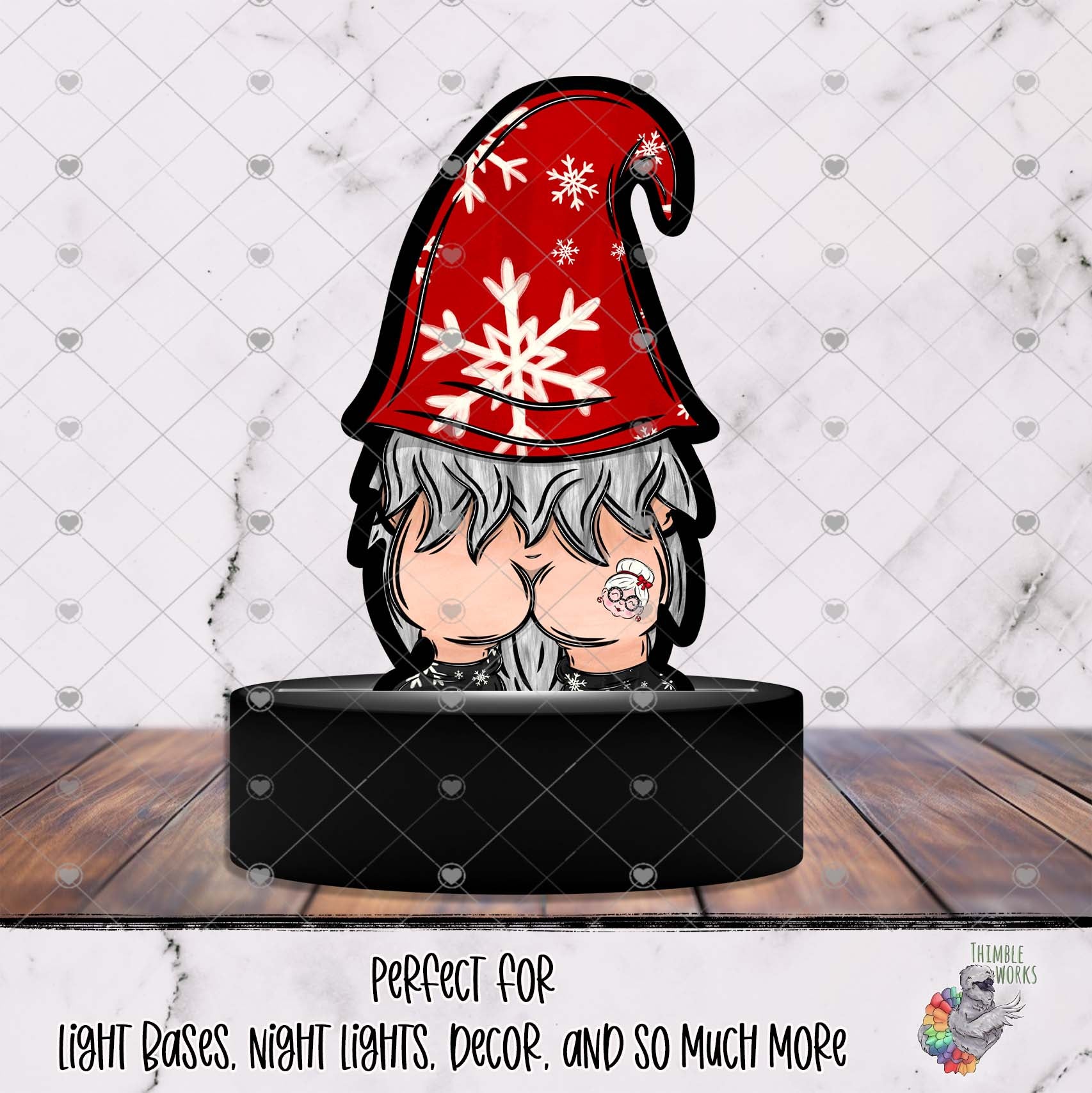 Mrs. Claus Tattoo Gnome Butt Light Base Design