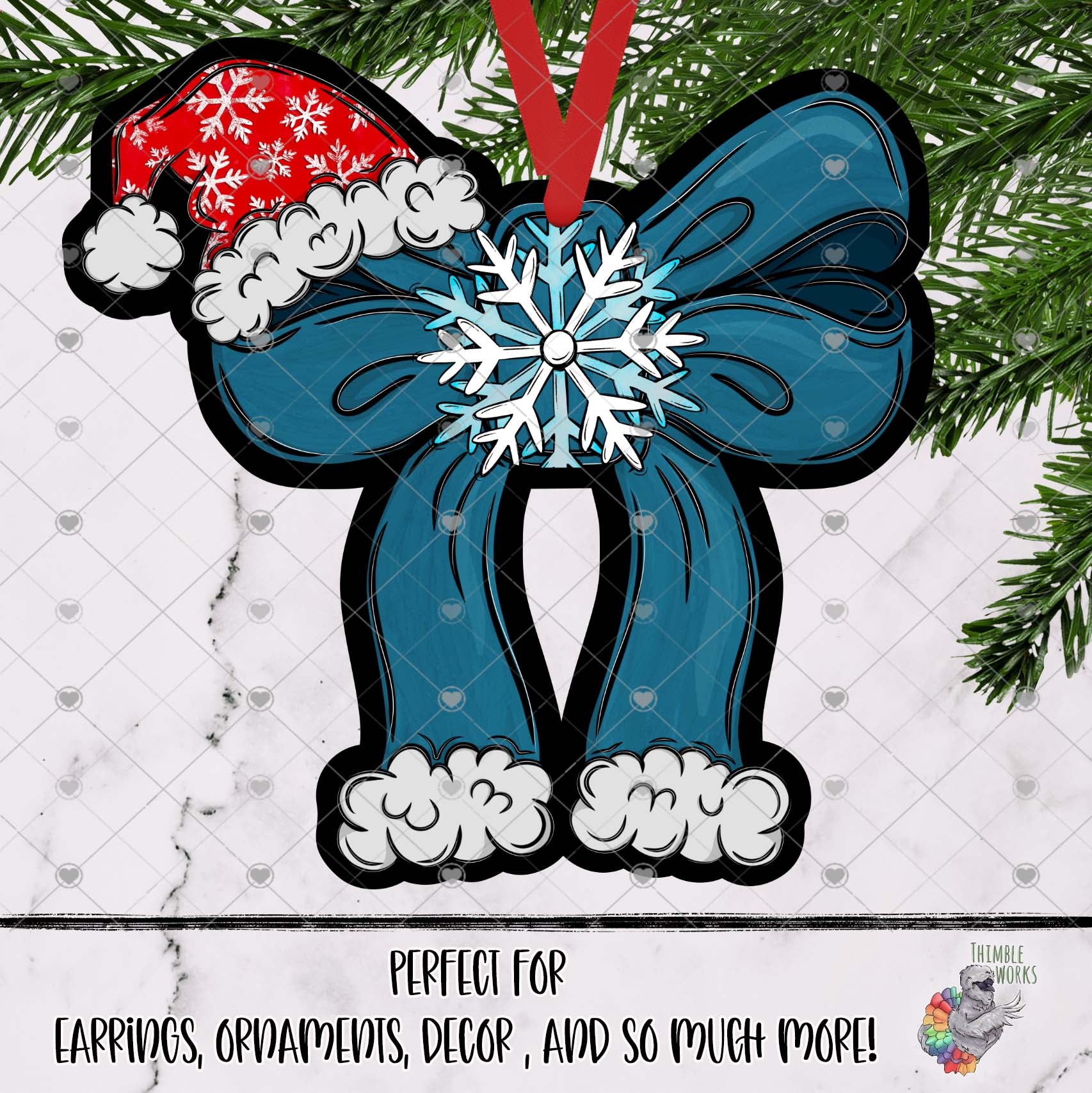 Snowflake Santa Christmas Bow Design